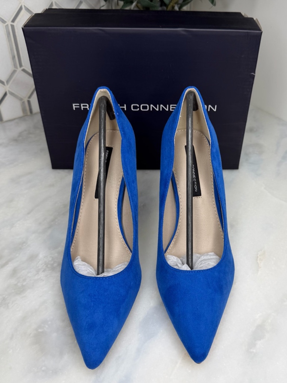 French Connection Blue Scalloped Pumps Wedding Guest Heels 7.5 - Picture 4 of 14